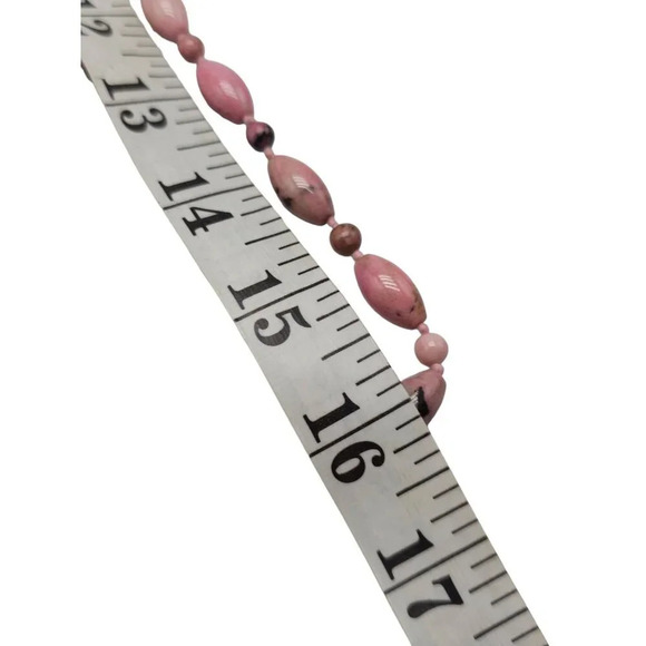 Pink Rhodochrosite Gemstone Hand Knotted Necklace Vintage No Clasp - Picture 7 of 7